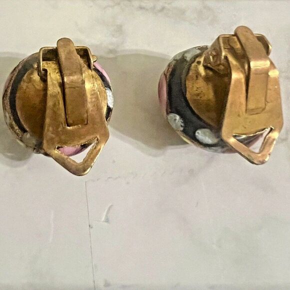 VTG Womens Earrings Venetian Murano Glass Wedding Cake Floral Made in Italy - Picture 5 of 6